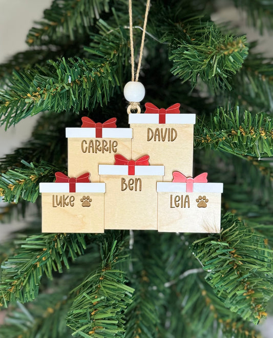 Personalized Family Christmas Present Ornament