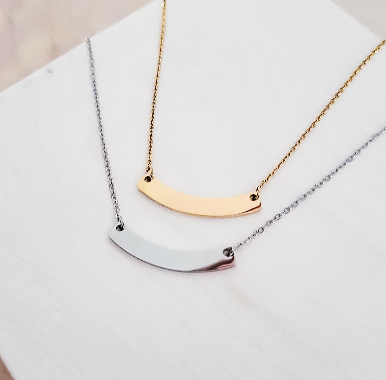 Personalize Curved Bar Necklace