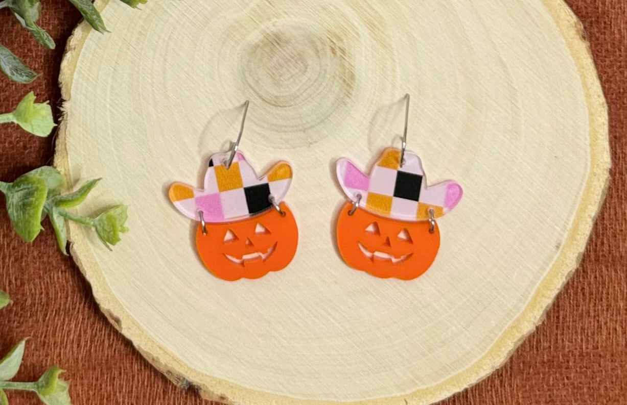 Cowboy Pumpkin Earrings