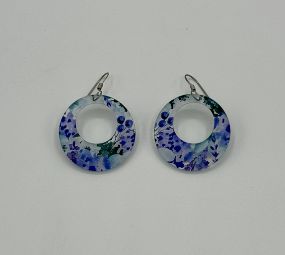 Circle Floral Dangle Earrings