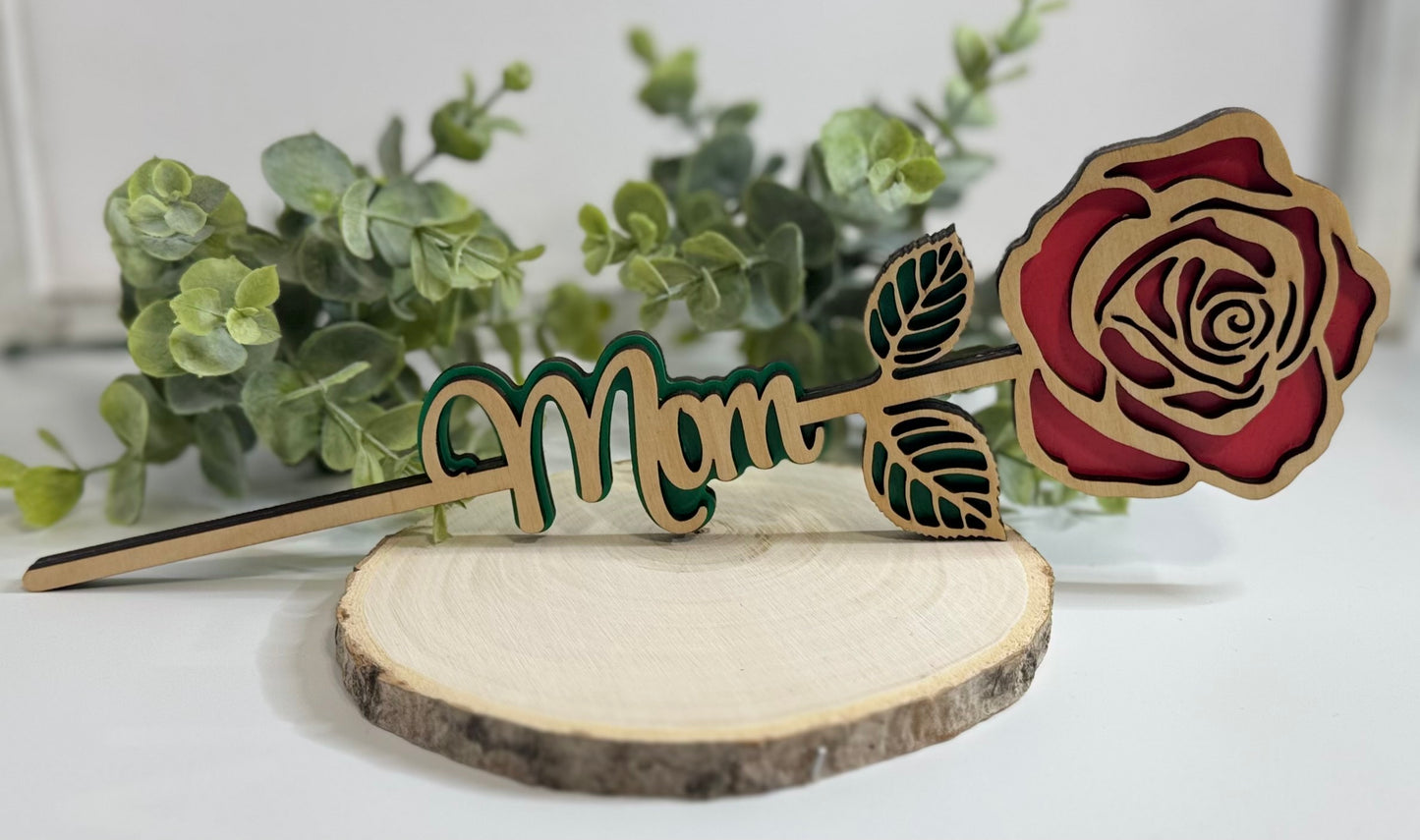 Personalized Wood Rose