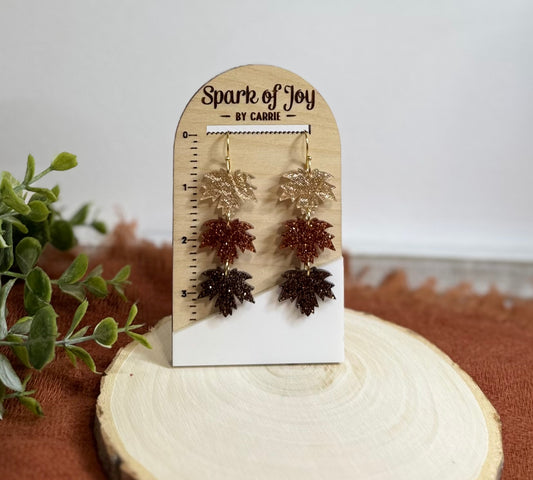 Glitter Maple Leaf Earrings