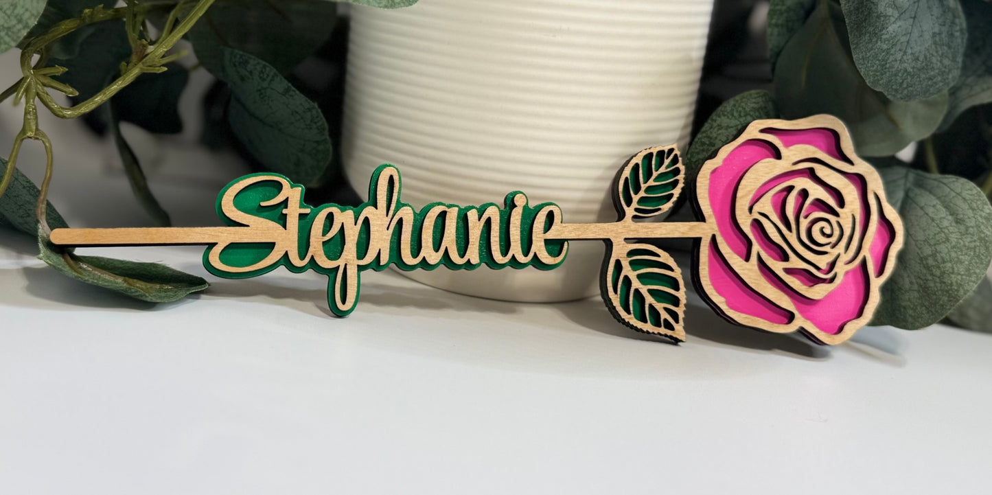 Personalized Wood Rose