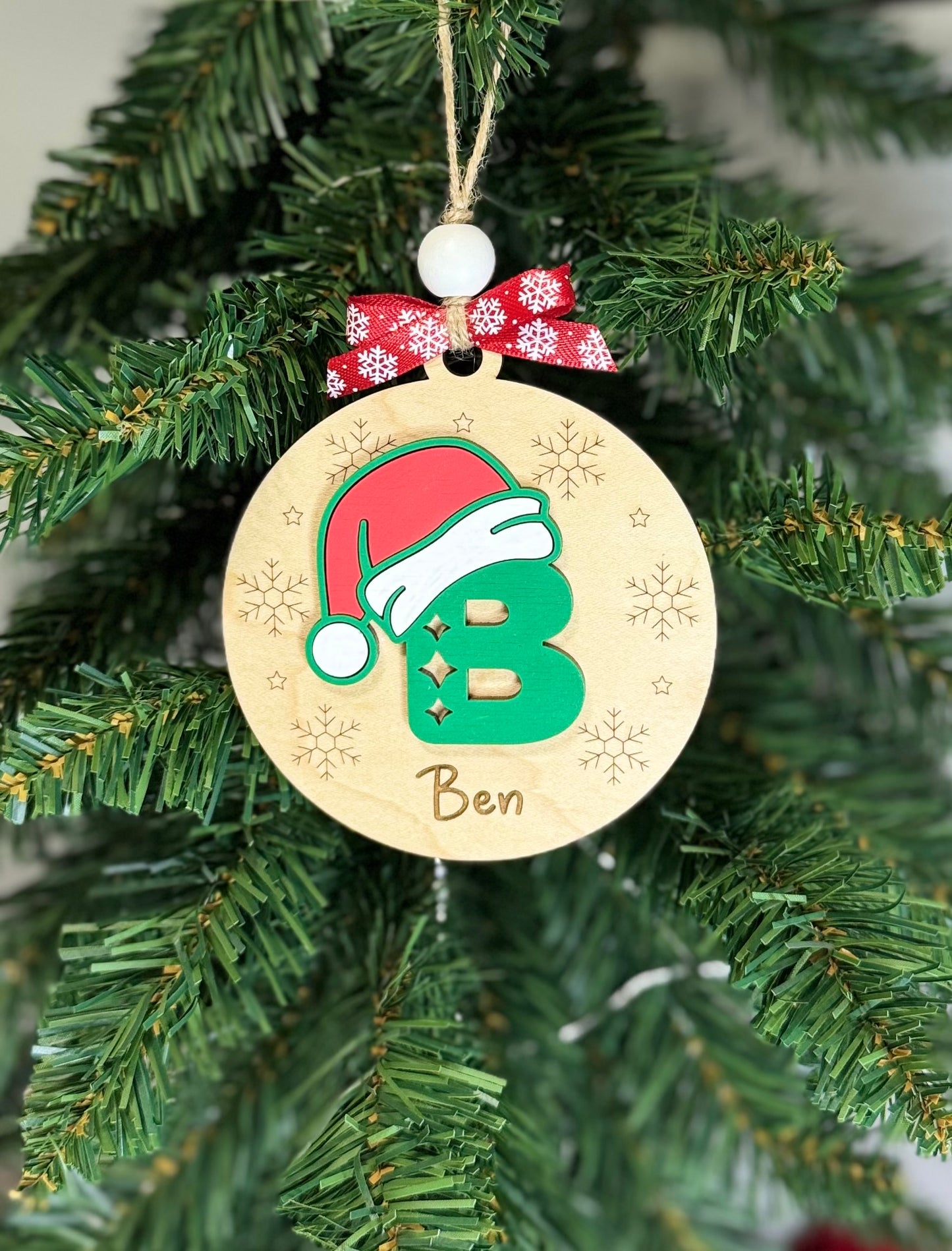 Personalized Letter Santa Hat Ornament