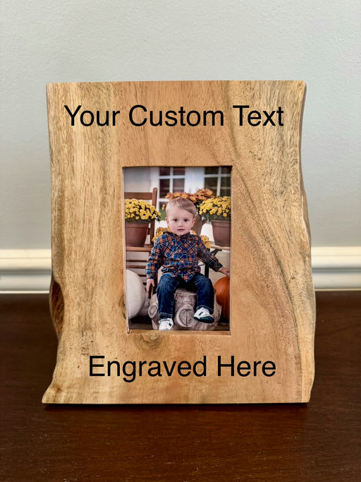 Custom Engraved Live Edge Acacia Wood Photo Frame