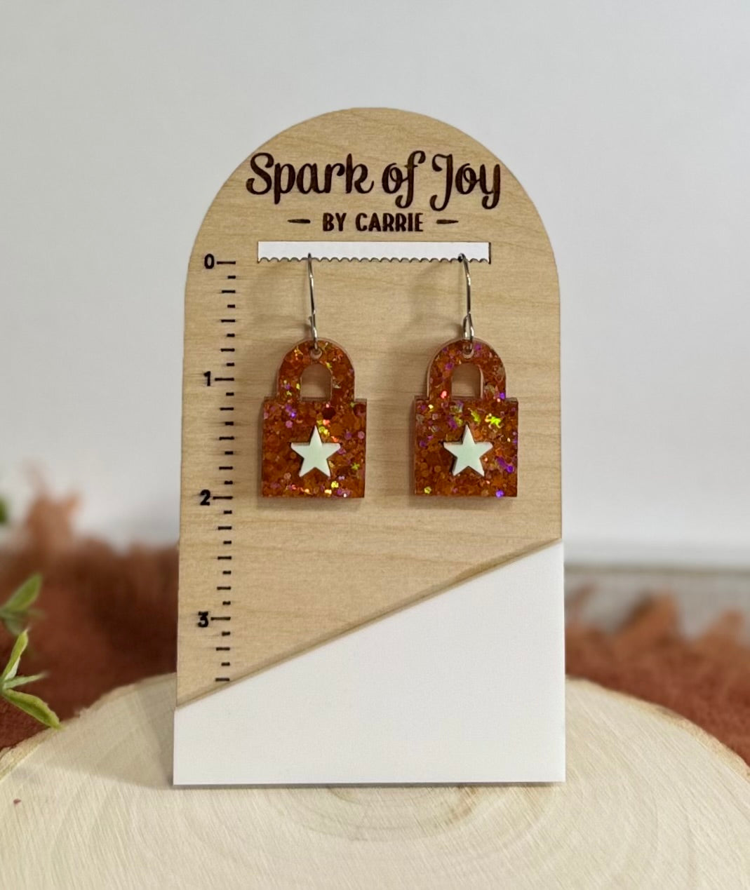 Showgirl Themed Lock Dangle Earrings