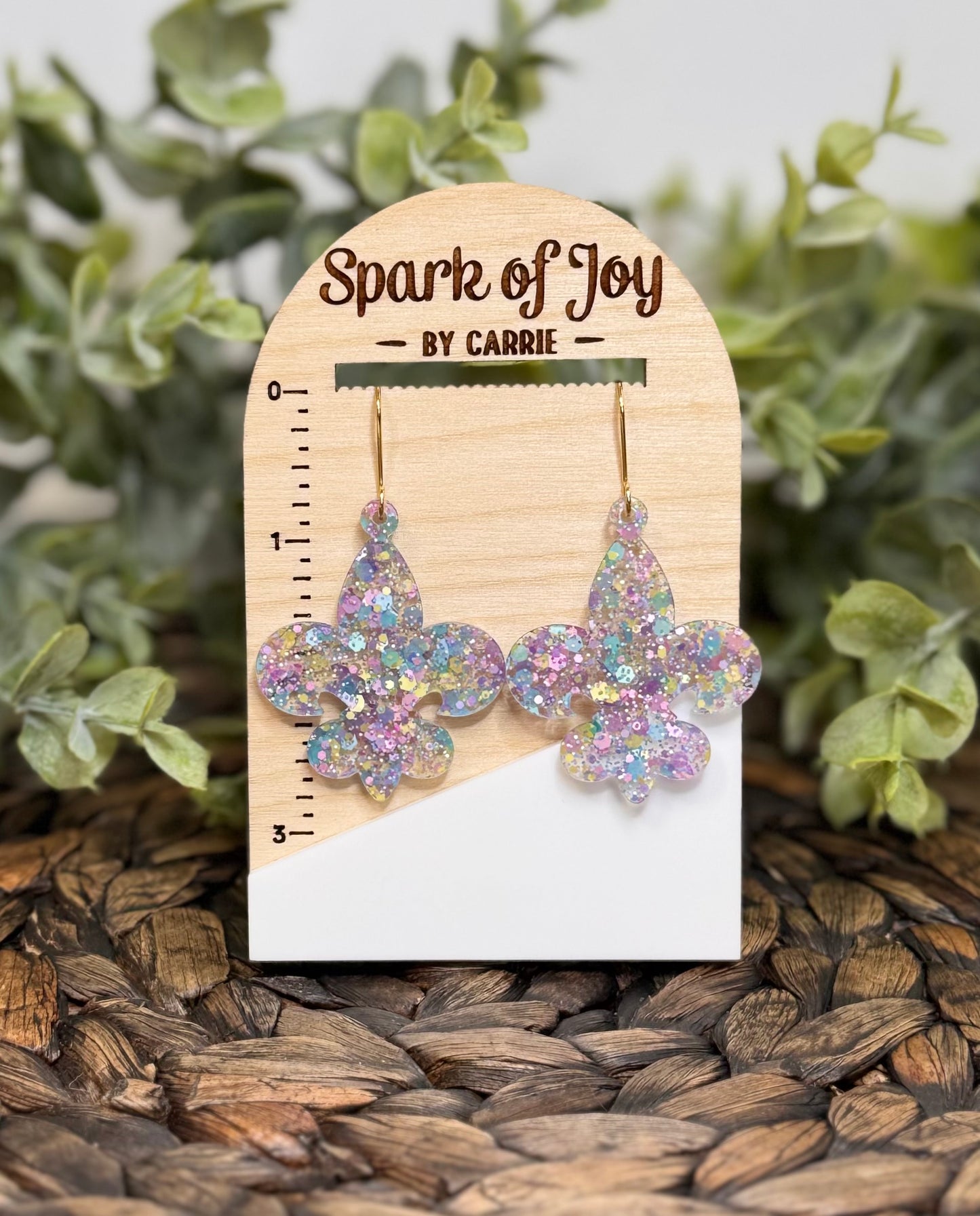 Pastel Glitter Fleur De Lis Earrings