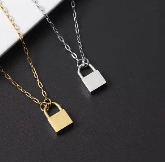 Custom Initial Padlock Pendant Necklace