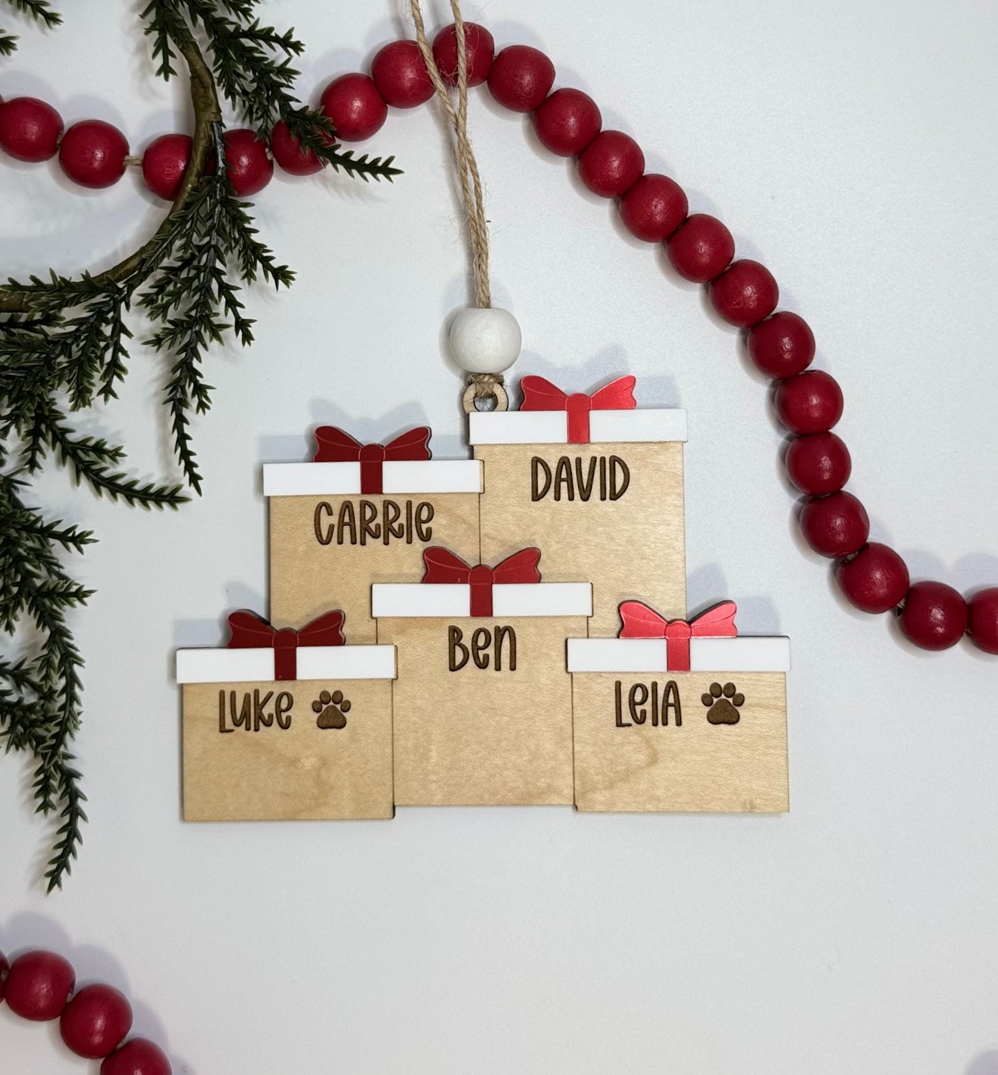 Personalized Family Christmas Present Ornament
