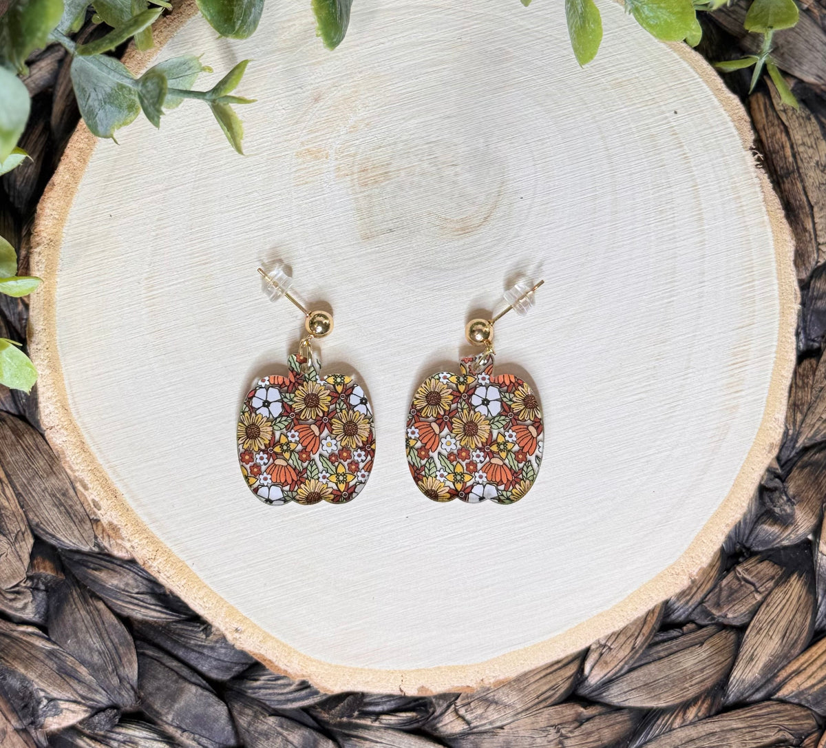 Retro Pattern Pumpkin Earrings