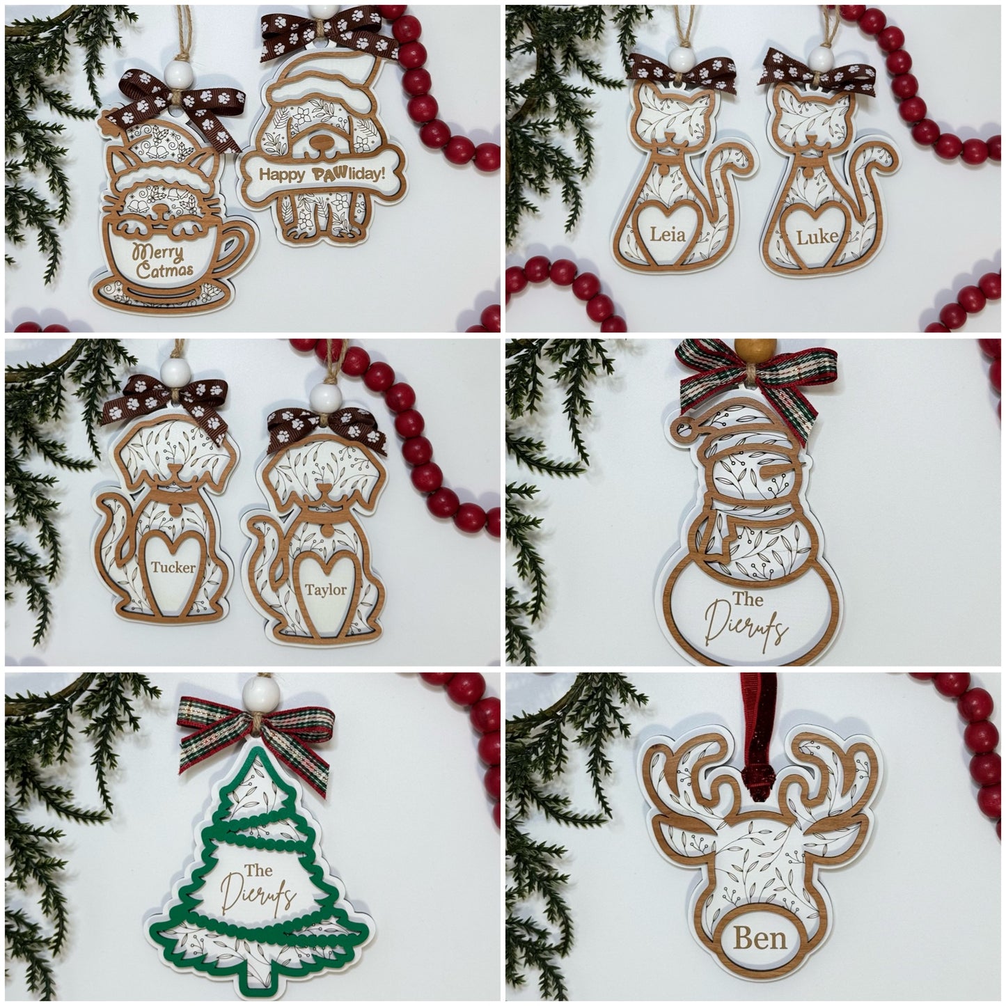 Silhouette Christmas Ornaments (Multiple Designs Available)