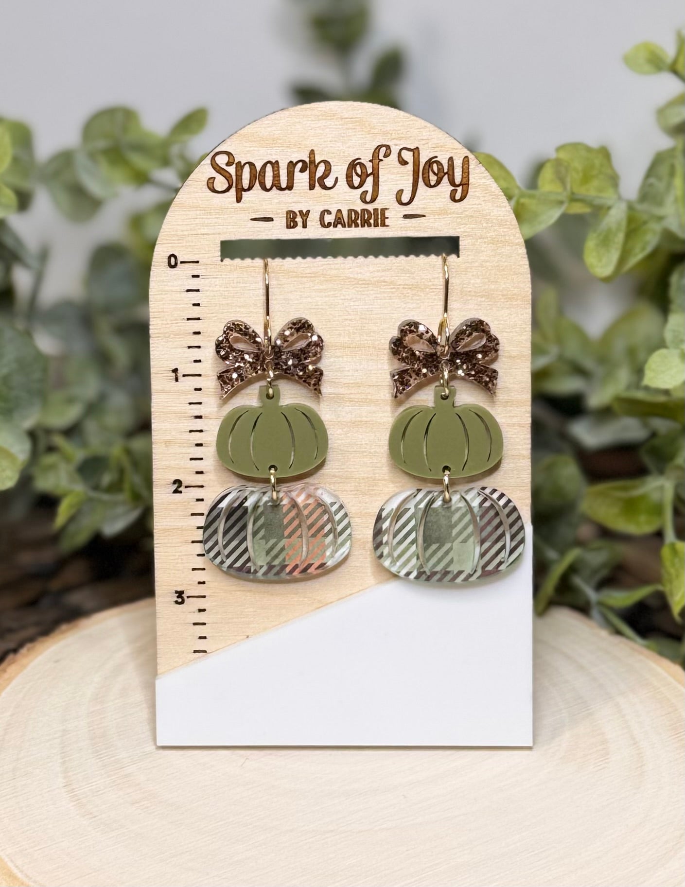 Plaid Pumpkin Dangle Earrings