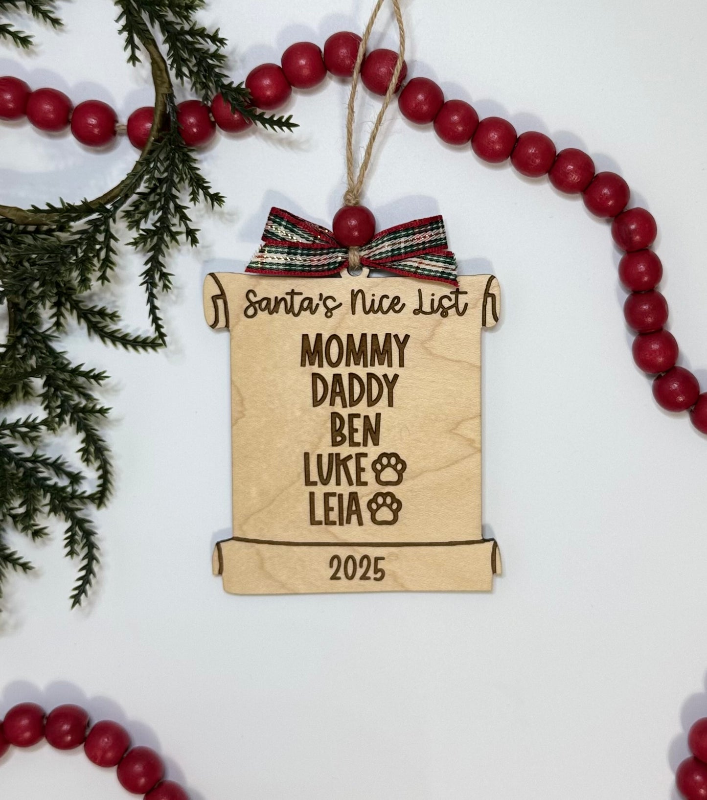 Personalized Santa’s Nice List Scroll Christmas Ornament