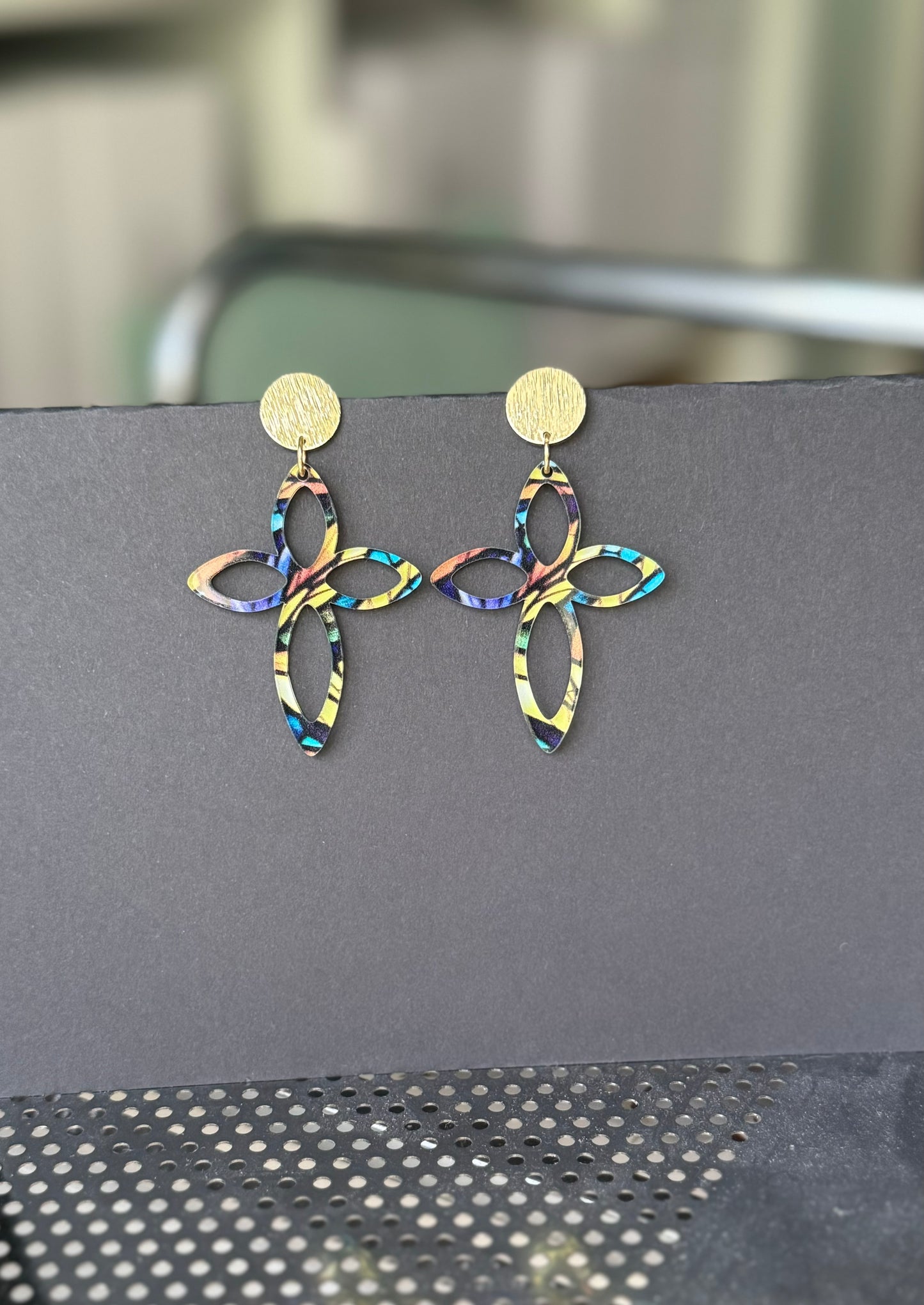 Multi-Color Cross Earrings