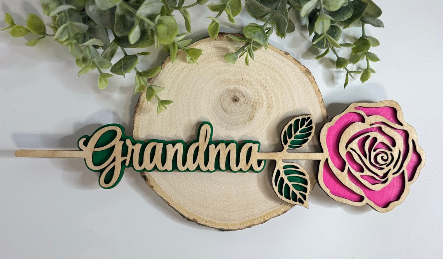 Personalized Wood Rose