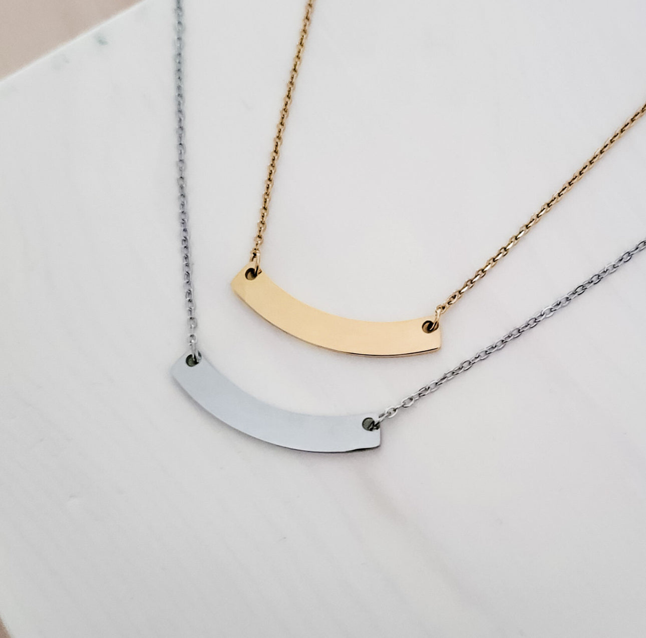 Personalize Curved Bar Necklace