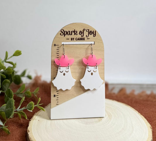 Cowboy Hat Ghost Earrings