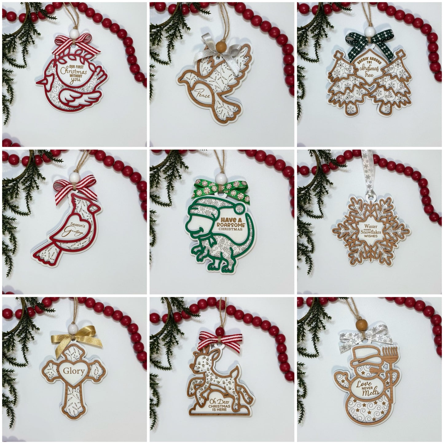 Silhouette Christmas Ornaments (Multiple Designs Available)