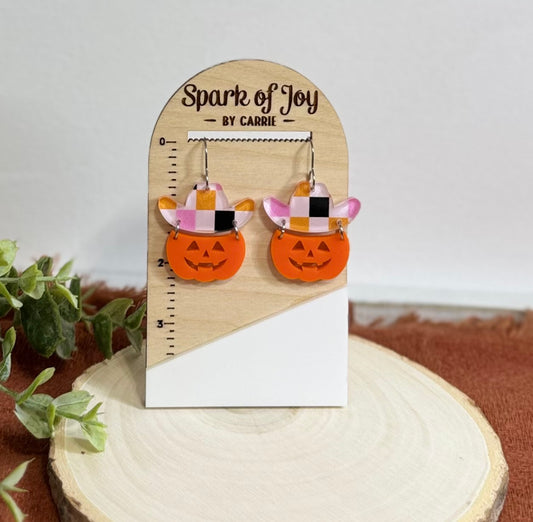 Cowboy Pumpkin Earrings