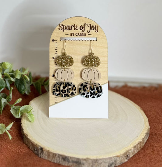Leopard Stacked Pumpkin Earrings
