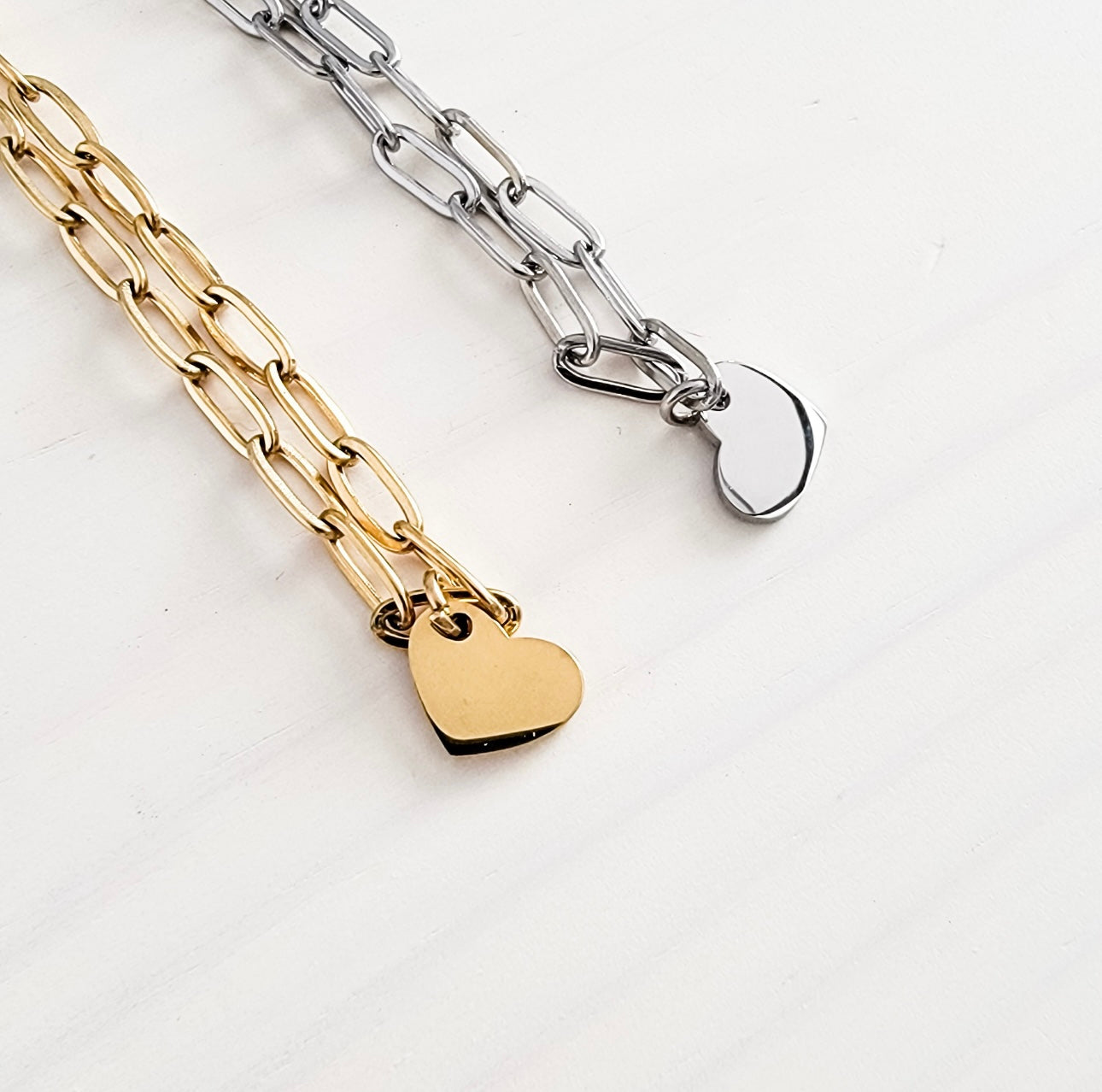 Petite Heart Paperclip Chain Bracelet