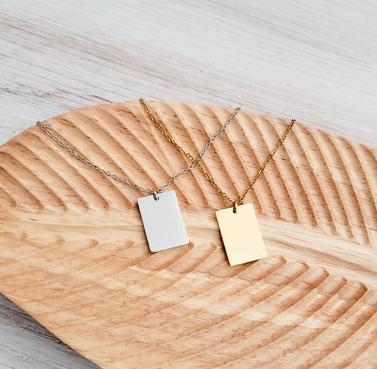 Wide Rectangle Pendant Necklace