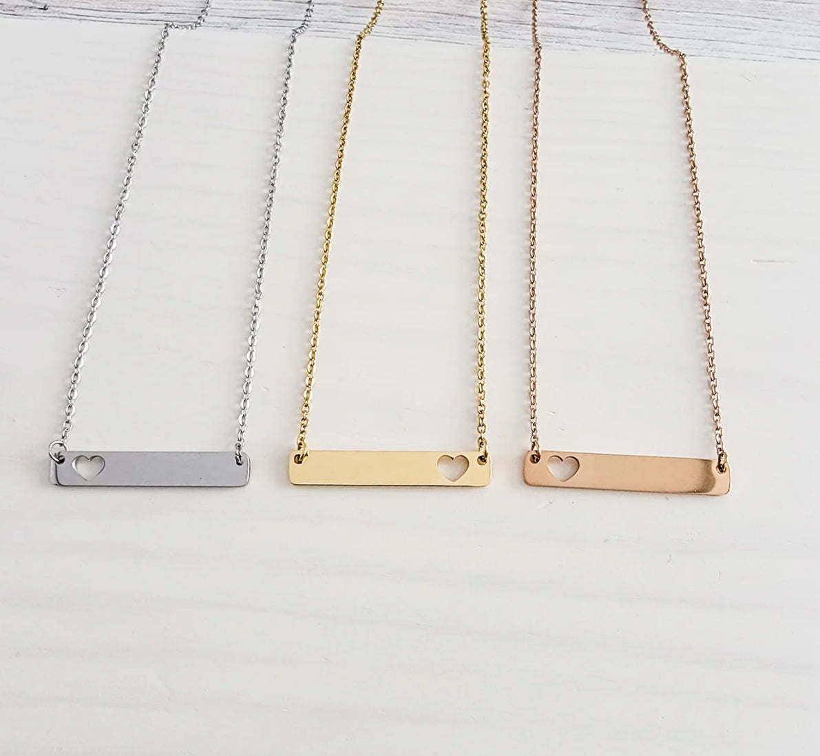 Heart Cutout Horizontal Bar Necklace
