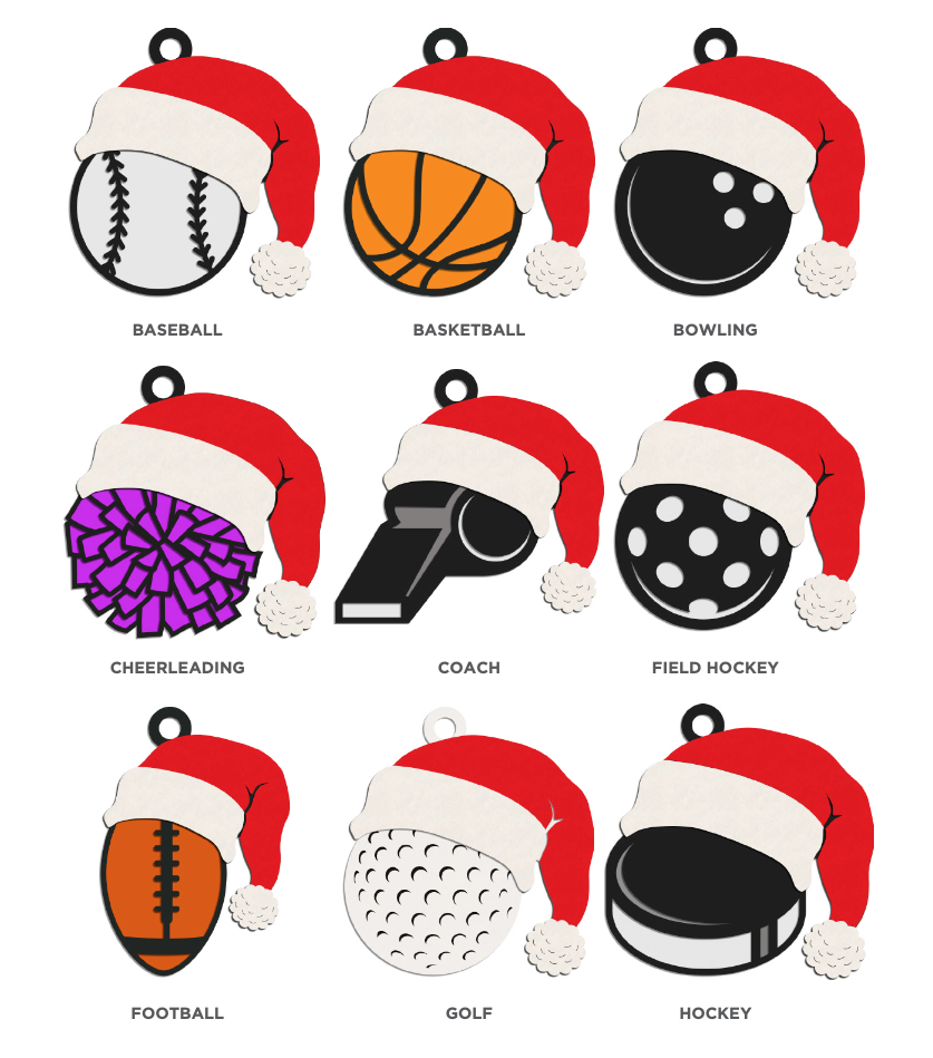 Santa's Sports Balls Christmas Ornament