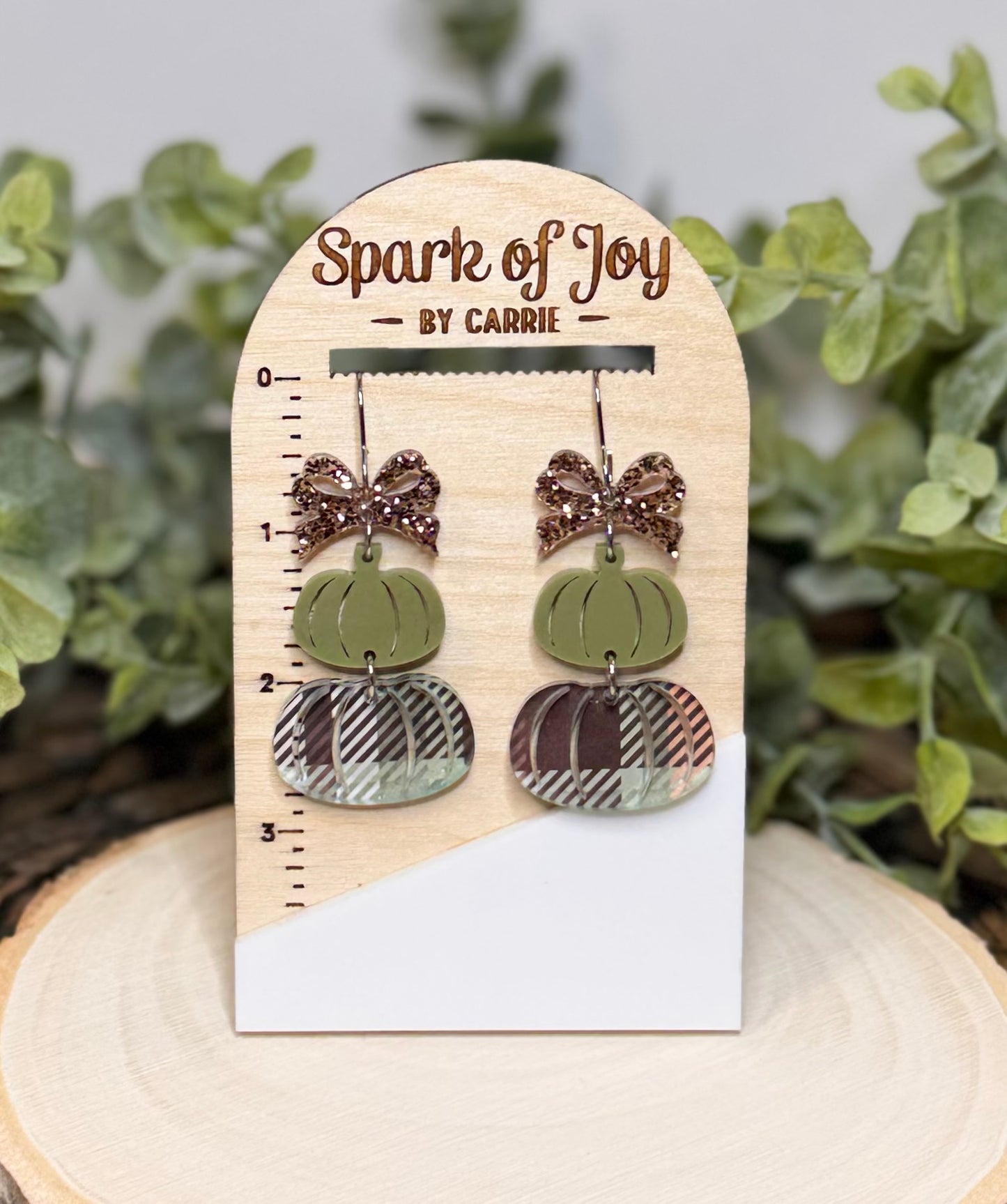 Plaid Pumpkin Dangle Earrings
