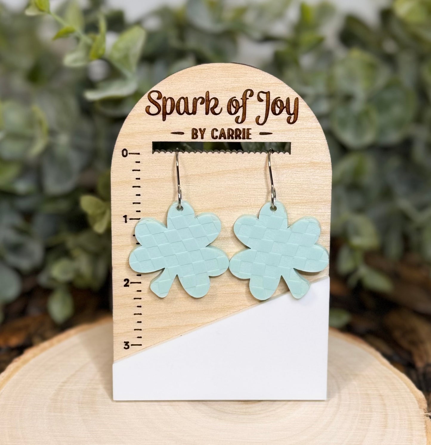 Checkered Shamrock Dangle Earrings