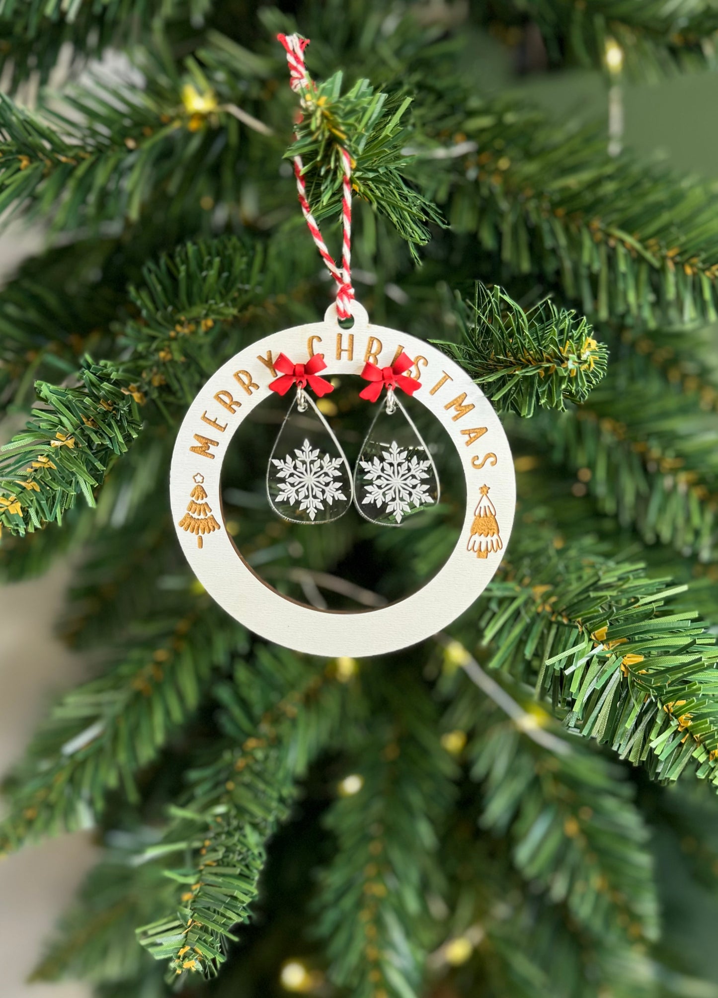 Engraved Snowflake Dangle Earrings