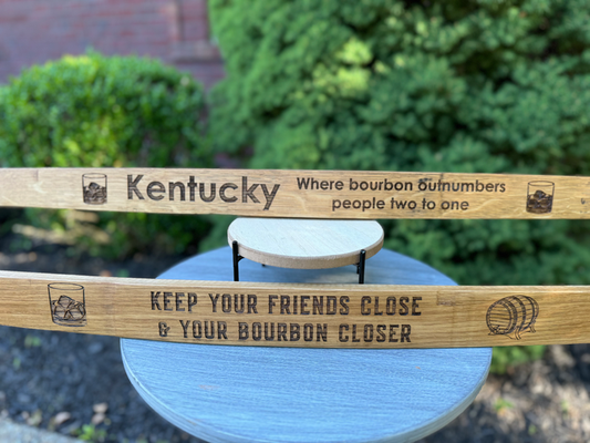 Handcrafted Laser Engraved Bourbon Barrel Stave