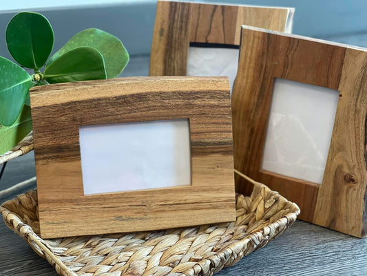 Custom Engraved Live Edge Acacia Wood Photo Frame