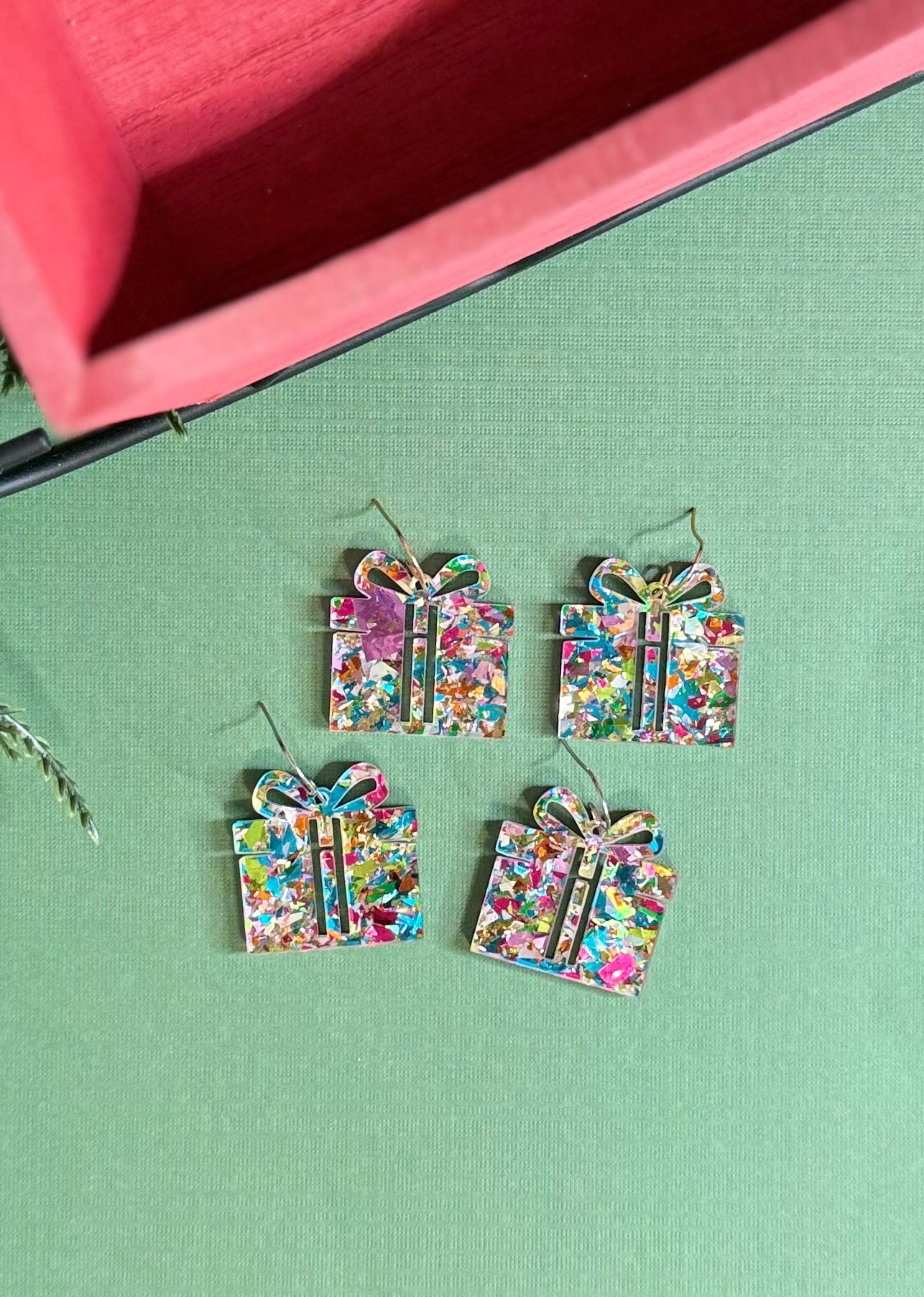 Chunky Glitter Present Earrings