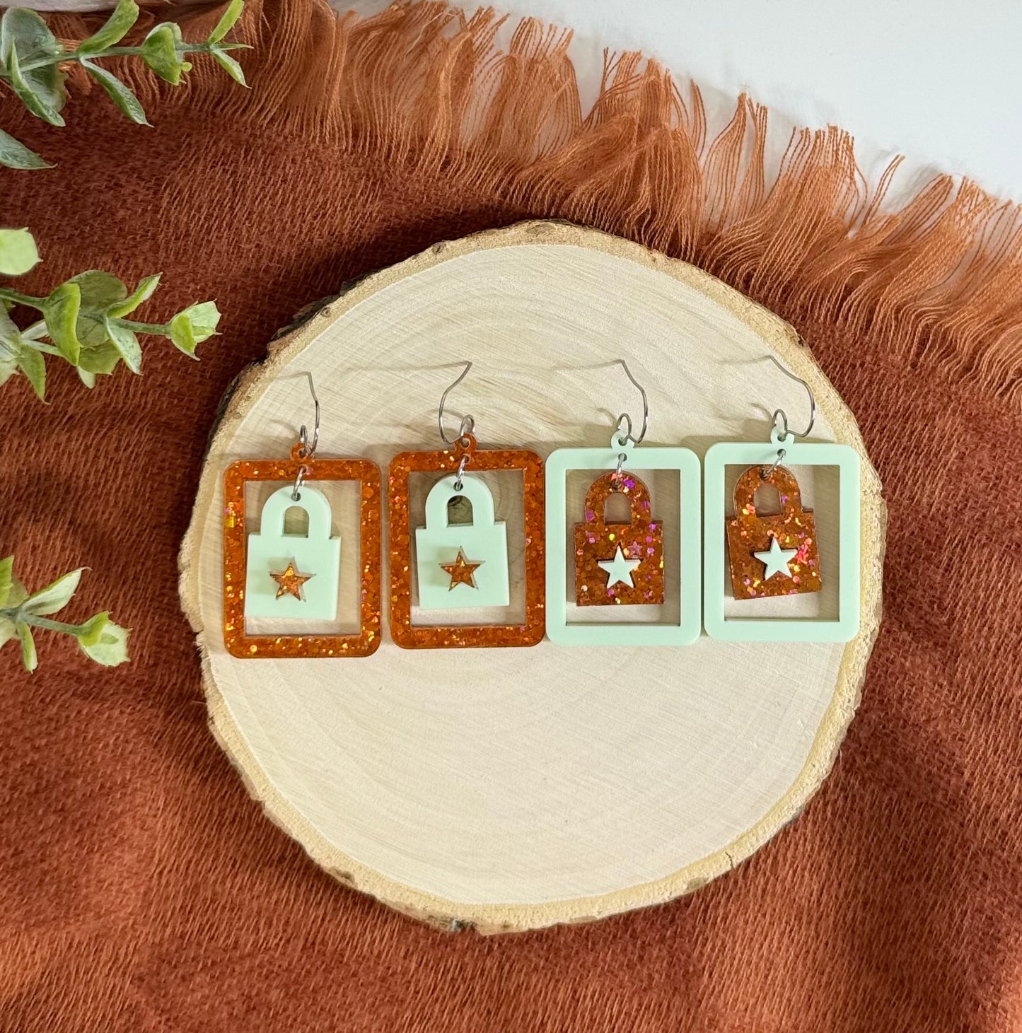 Lock With Border Showgirl Themed Earrings