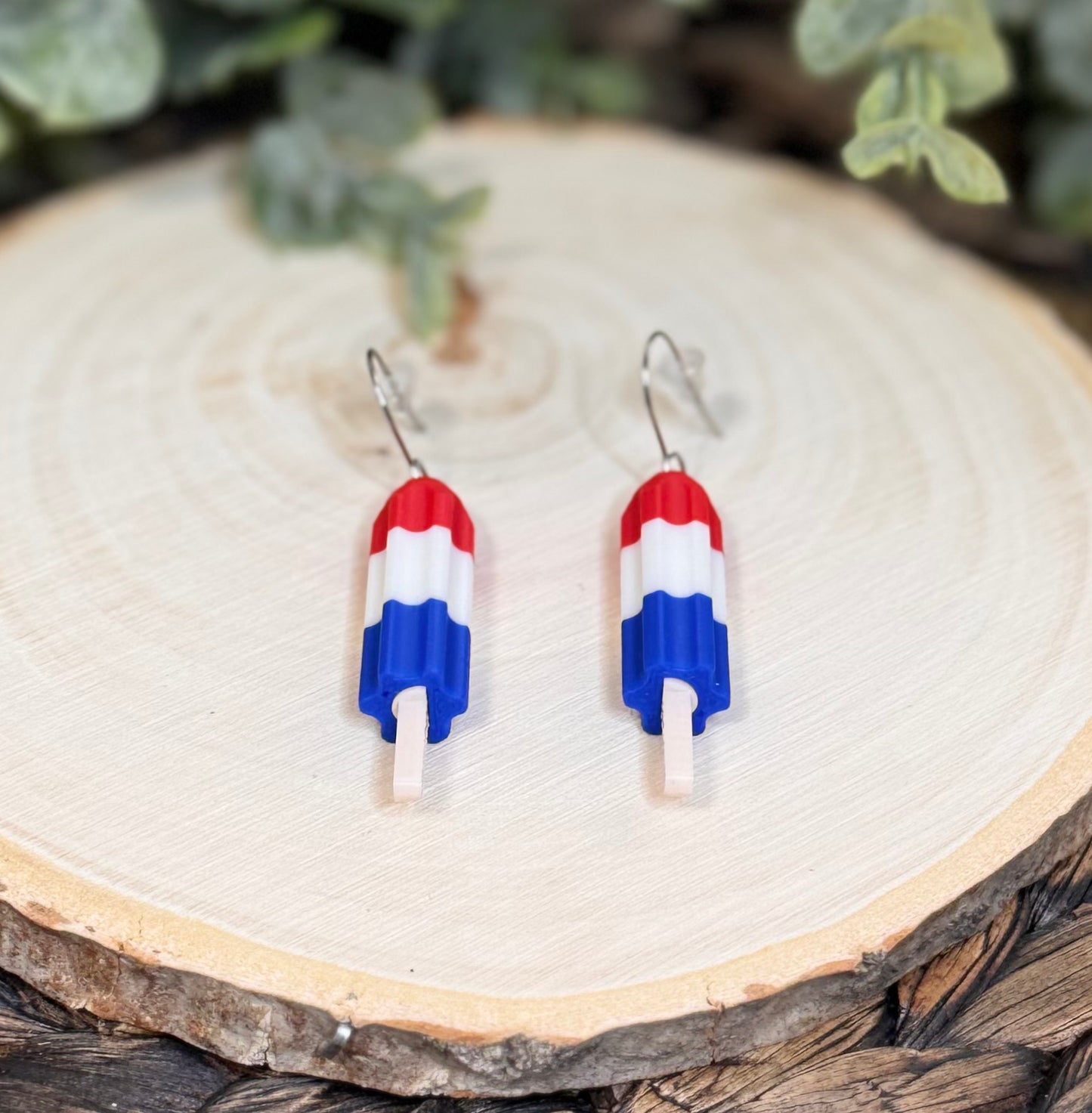 3D Printed Patriotic Popsicle Dangle Earrings
