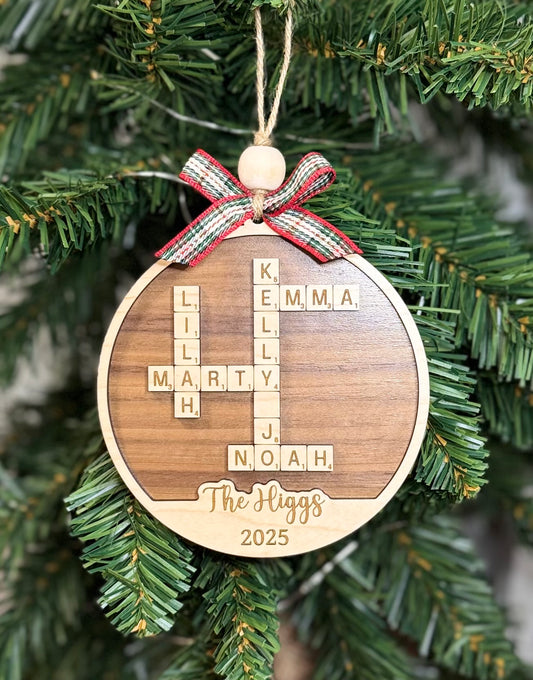 Personalized Family Name Game Tile Ornament