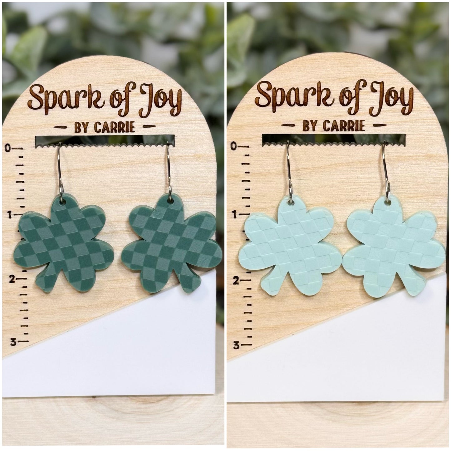 Checkered Shamrock Dangle Earrings