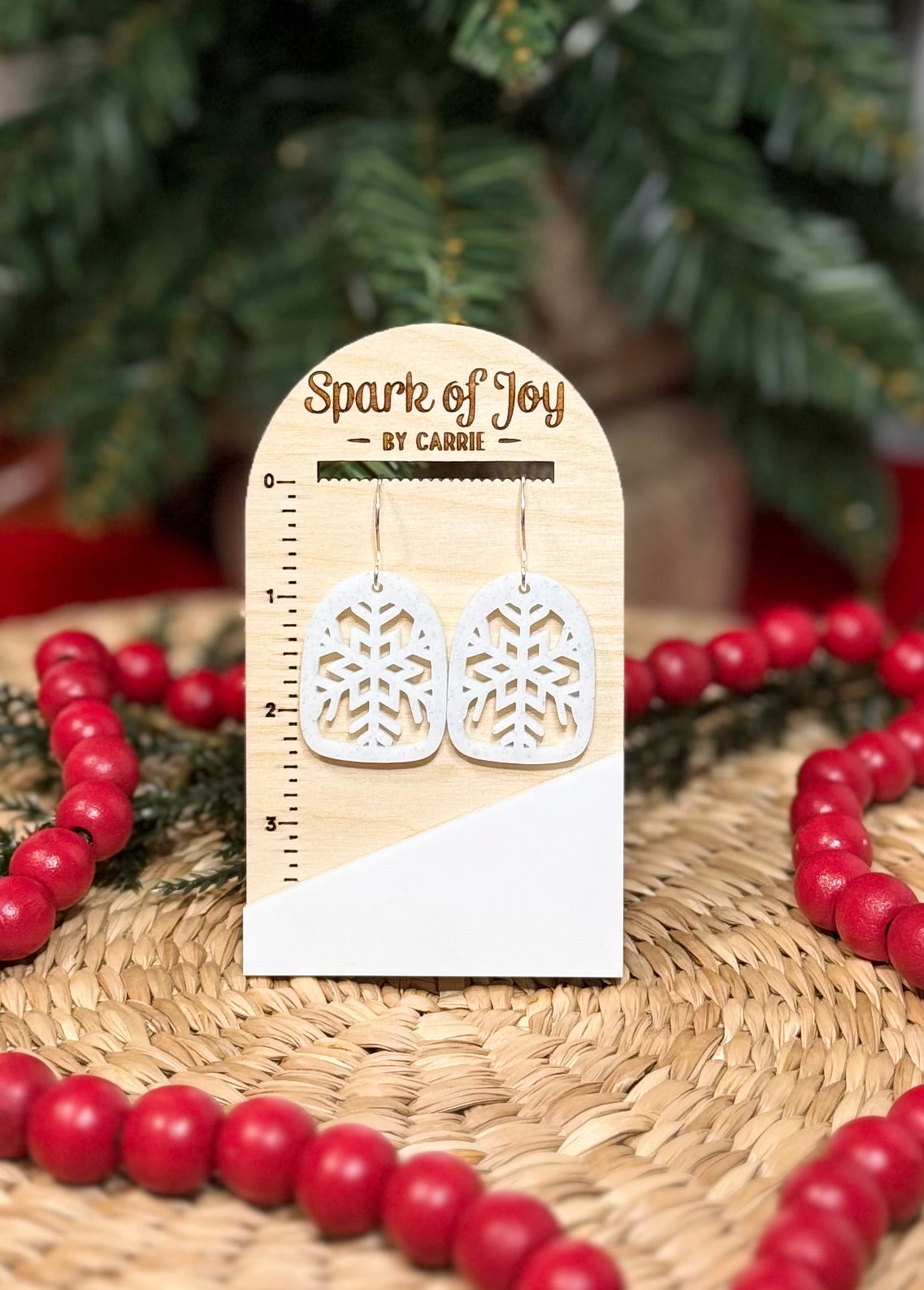 White Sparkly Snowflake Earrings