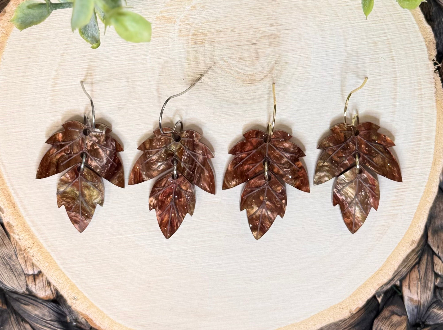Split Leaf Dangle Earrings