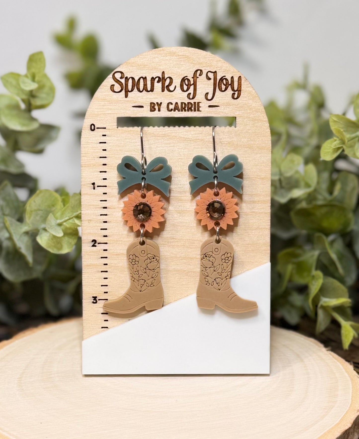 Khaki Cowgirl Boot Dangle Earring