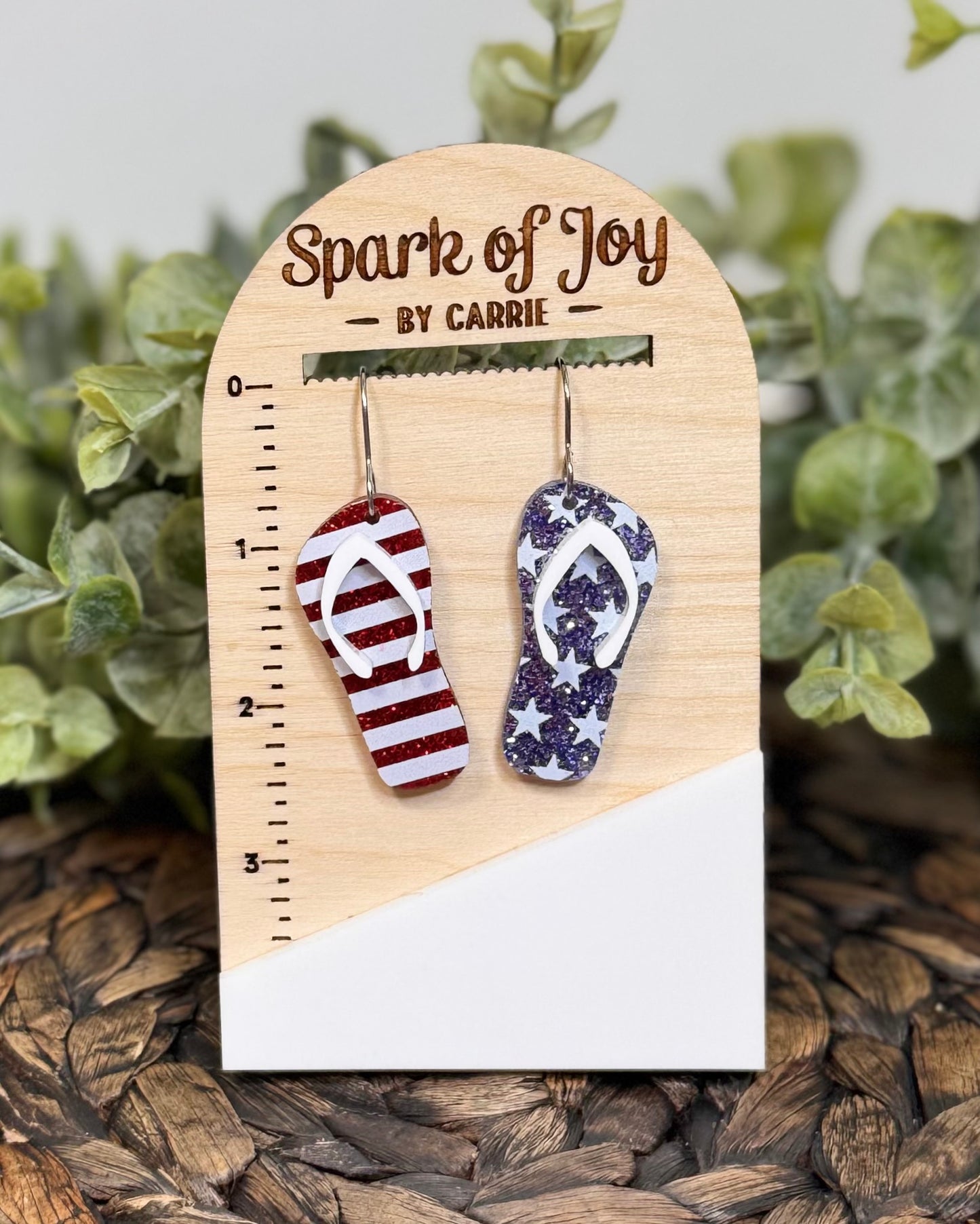 Stars and Stripes Flip Flop Dangle Earrings