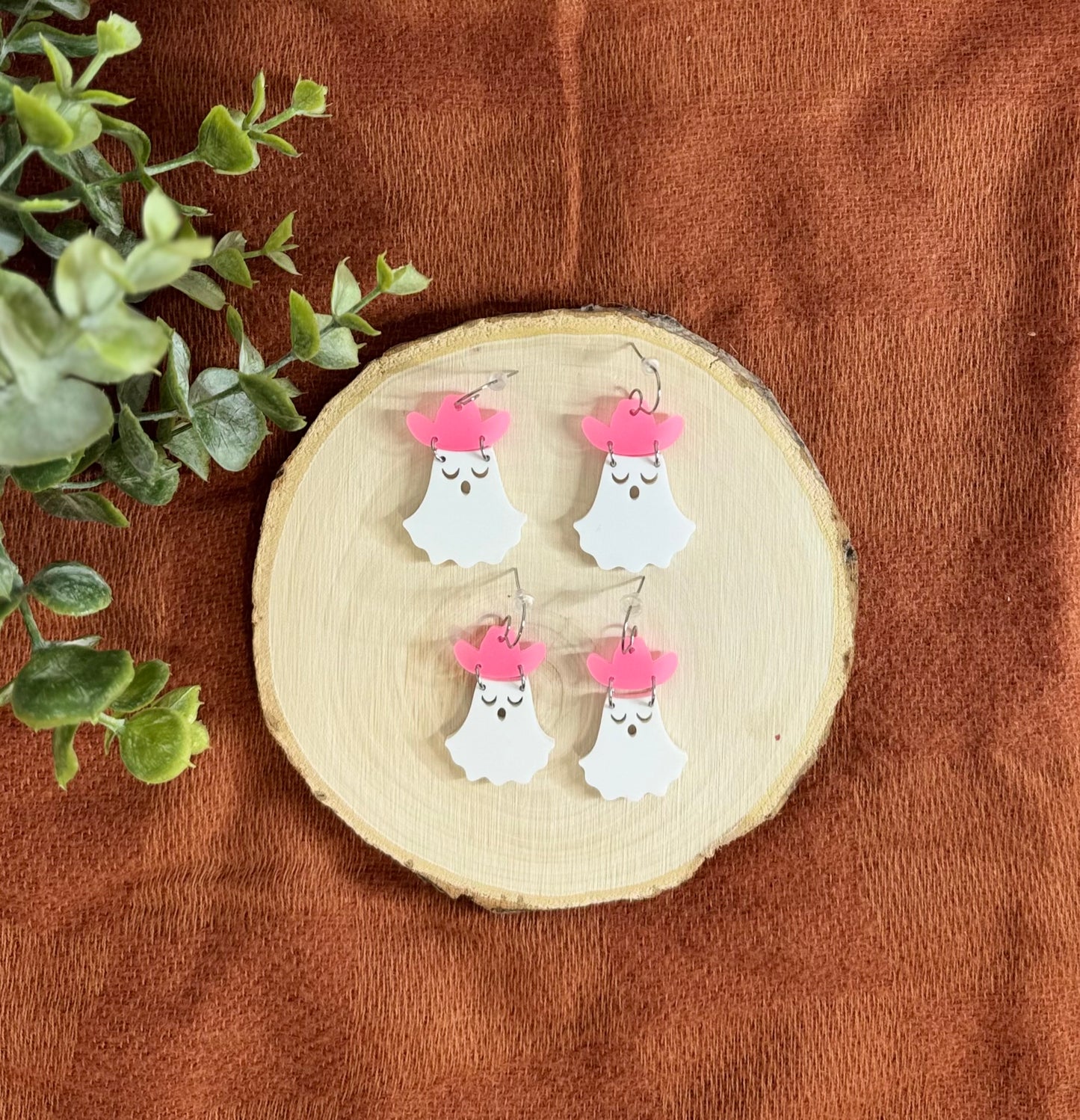 Cowboy Hat Ghost Earrings
