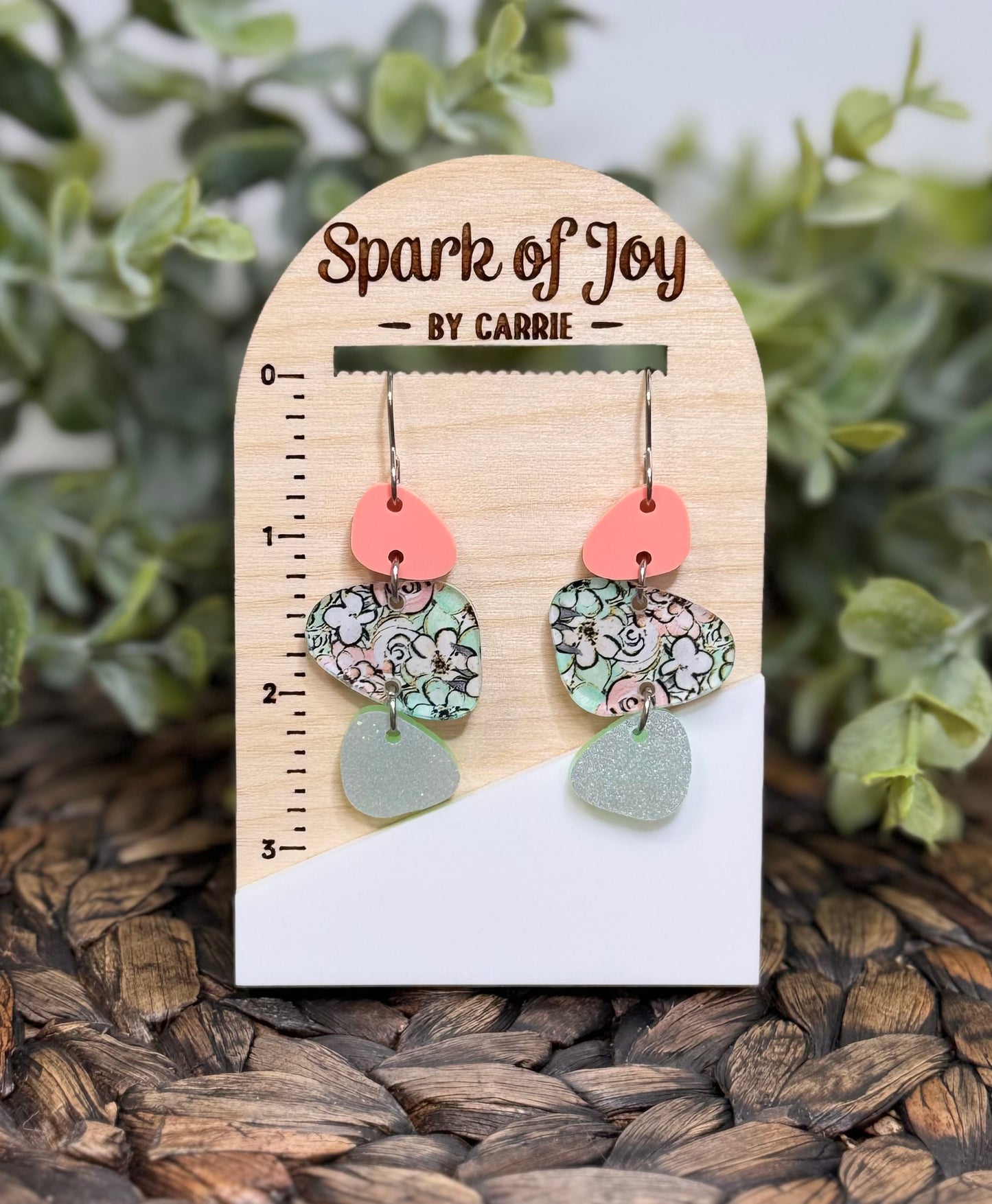 Floral Melody Pattern Abstract Pebble Earrings