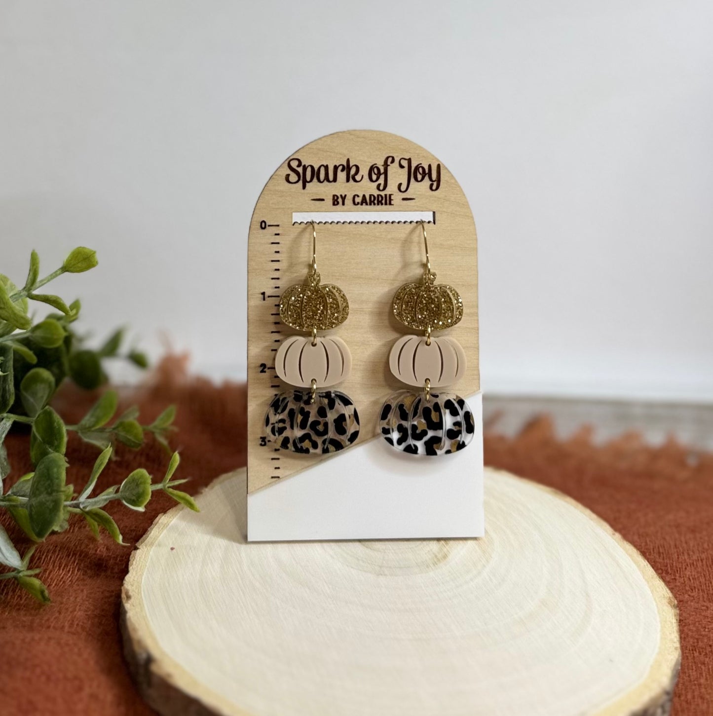 Leopard Stacked Pumpkin Earrings