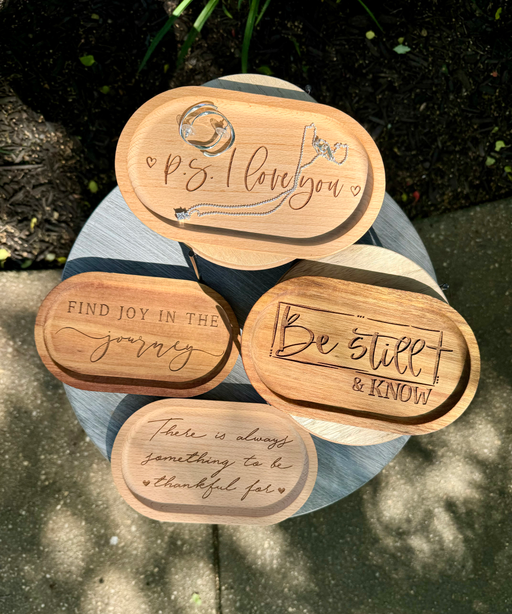 Personalized Wood Catchall Oval Tray