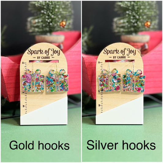 Chunky Glitter Present Earrings