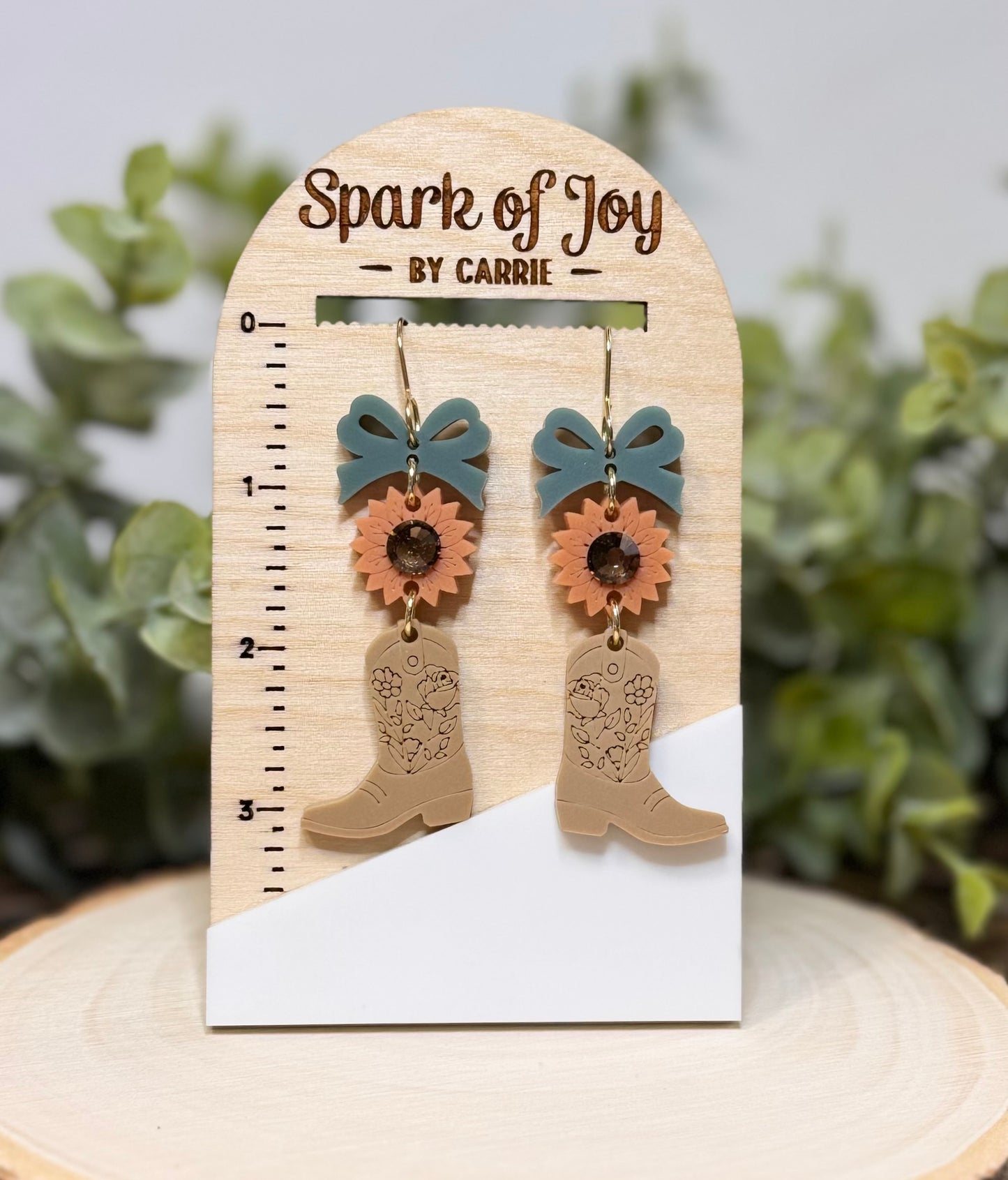 Khaki Cowgirl Boot Dangle Earring