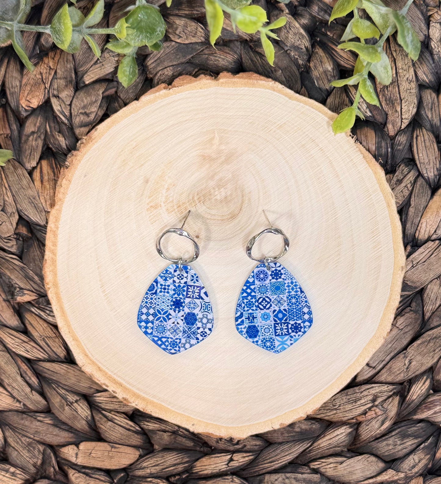 Moroccan Tile Pattern Drop Earrings