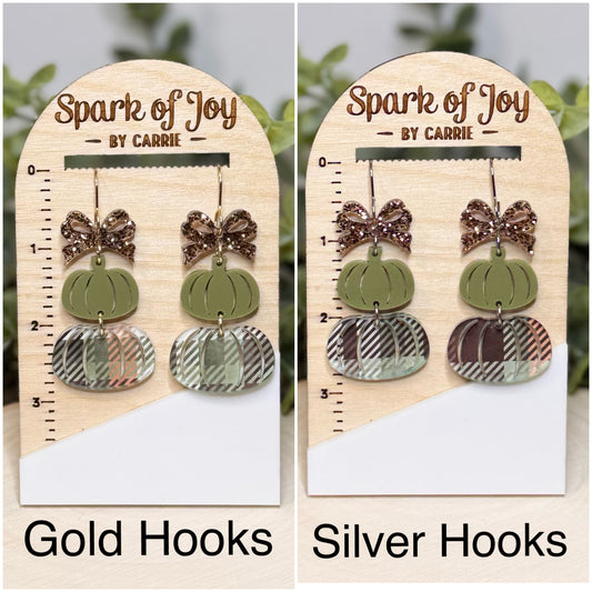 Plaid Pumpkin Dangle Earrings